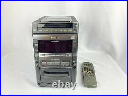 Aiwa LCX-800M Shelf Stereo System 7 Disc CD Changer Tuner Black Silver w Remote