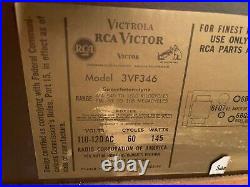 Mid-Century RCA Victor Stereo Turntable & AM/FM Tuner Console Orig. Papers