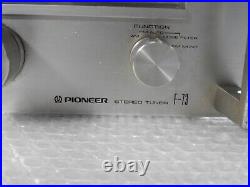Pioneer AM FM Audio Stereo Tuner F-73 1980 Silver Tested 100V 50/60Hz 20W Used