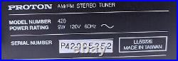 RARE Vintage PROTON Audio Model 420 AM/FM Analog Stereo Tuner Tested Working