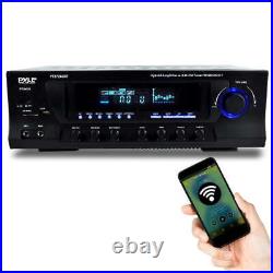 Stereo Amplifier Receiver with AM FM Tuner, Bluetooth, and Sub Control, Black