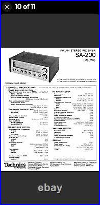 Vintage 1978 TECHNICS SA-200 AM/FM Stereo Receiver/Tuner/Amp Clean