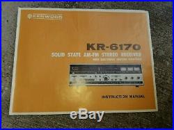 Vintage Kenwood KR-6170 Solid State AM/FM Stereo Tuner Amplifier- With Manual