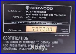 Vintage Kenwood KT-5500 AM/FM Silver Faced Stereo Tuner Tested & Working READ